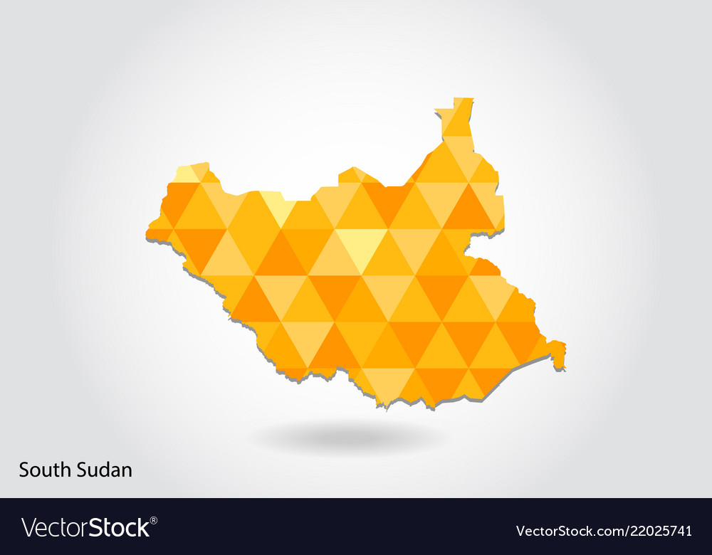 Geometric Polygonal Style Map Of South Sudan Low Vector Image