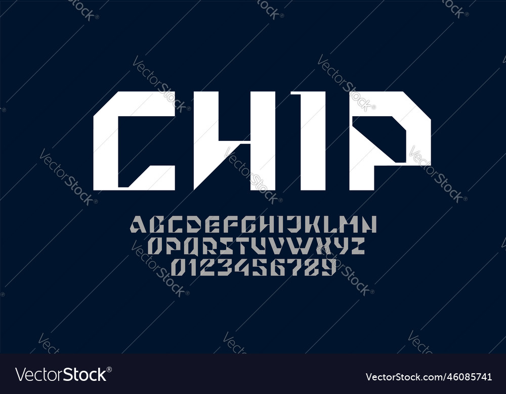 Hi tech techno alphabet font your future design vector image Hi tech techno alphabet font your future design