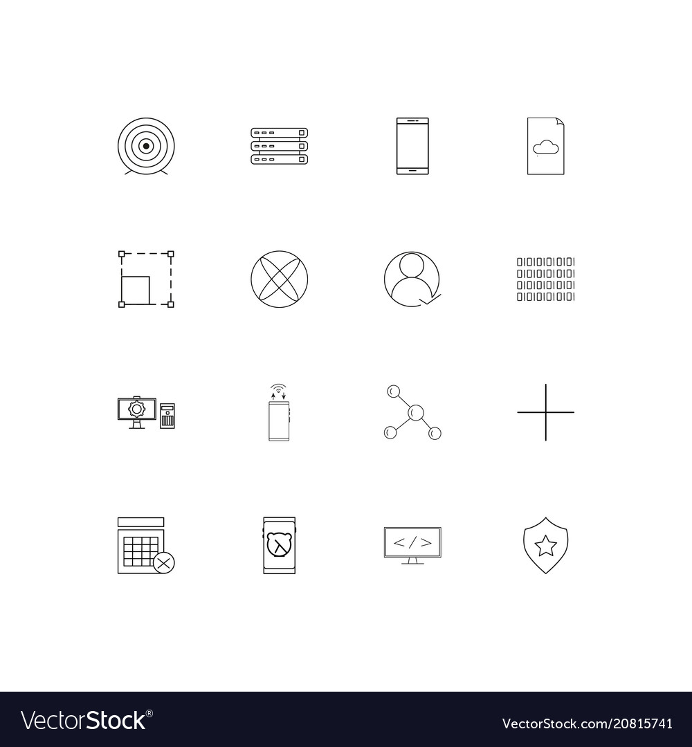 Internet technologies linear thin icons set