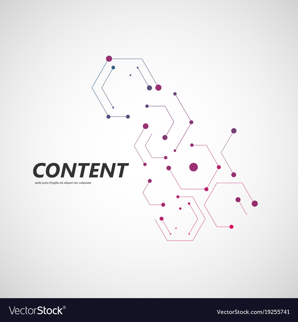 Line and dots connect geometric hexagon abstract
