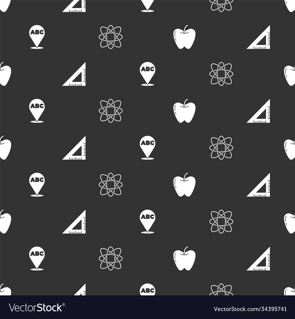 Set apple triangular ruler alphabet and atom Vector Image Set apple triangular ruler alphabet and atom