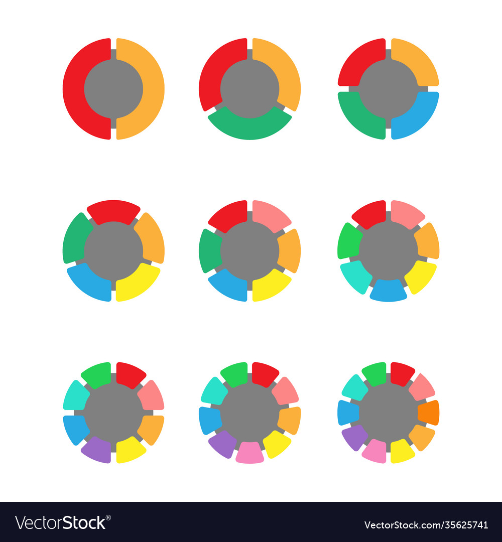 Set colored pie charts for user interface vector image Set colored pie charts for user interface