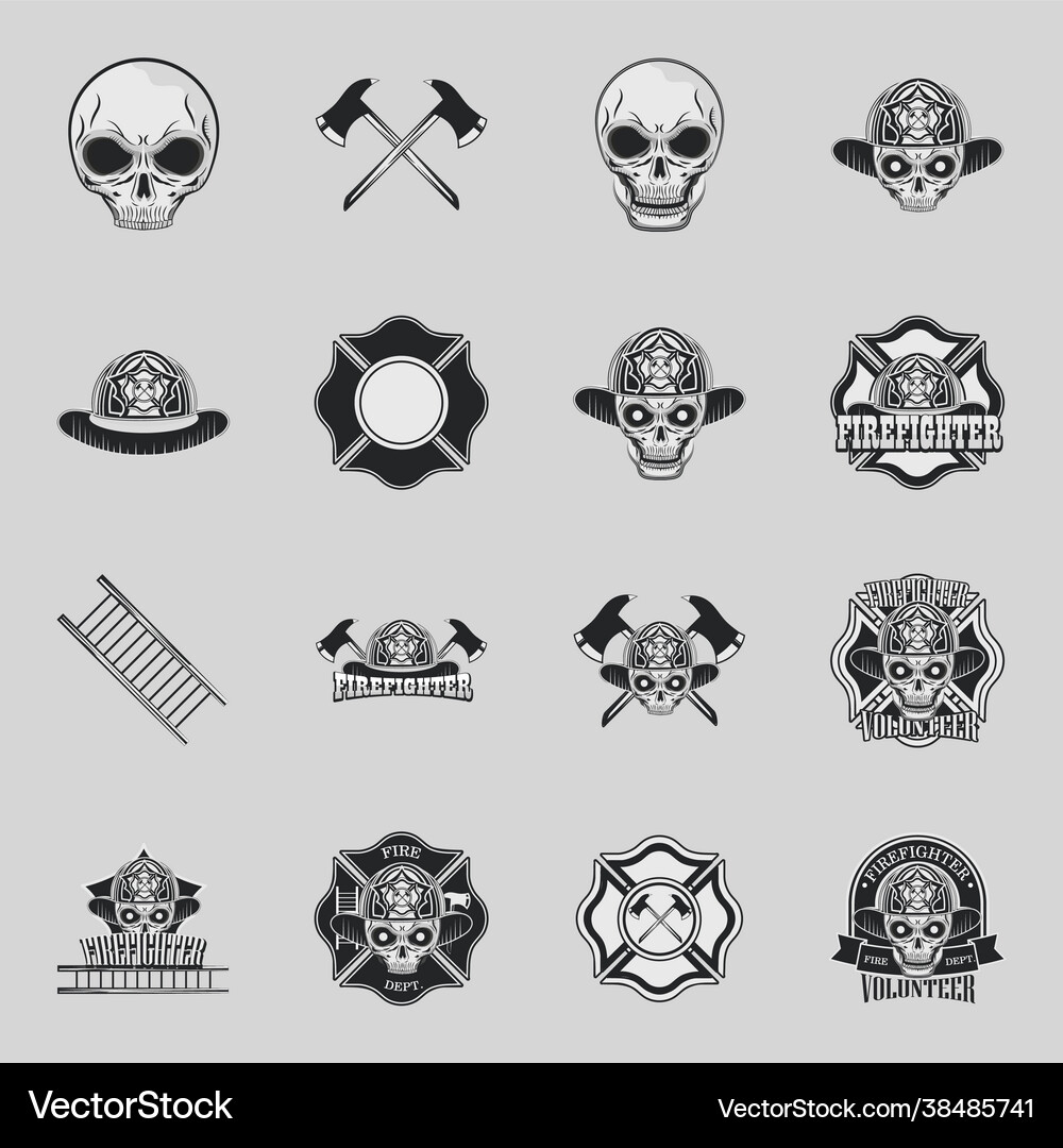 Set firefighter emblems Royalty Free Vector Image