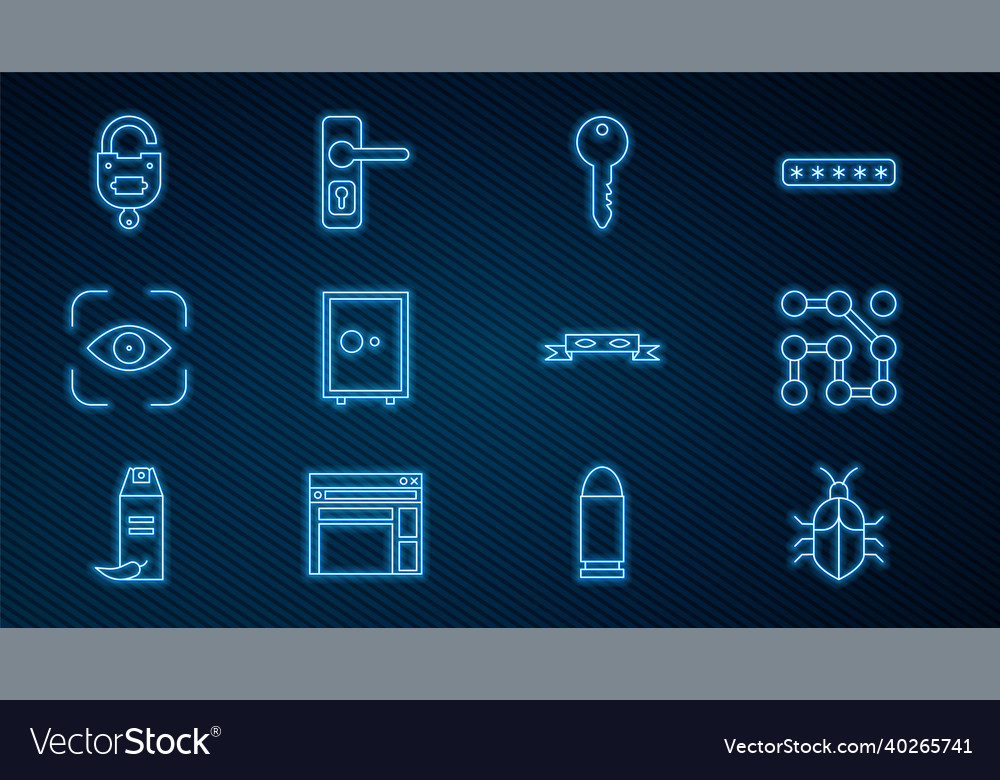 Set line system bug concept graphic password vector image Set line system bug concept graphic password