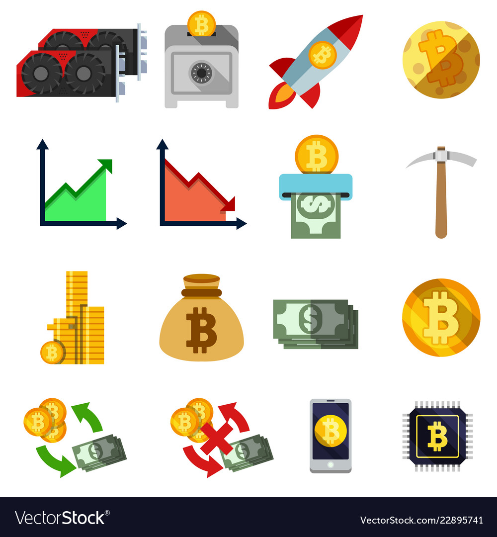 Set of twelve cripto currency flat icons vector image Set of twelve cripto currency flat icons