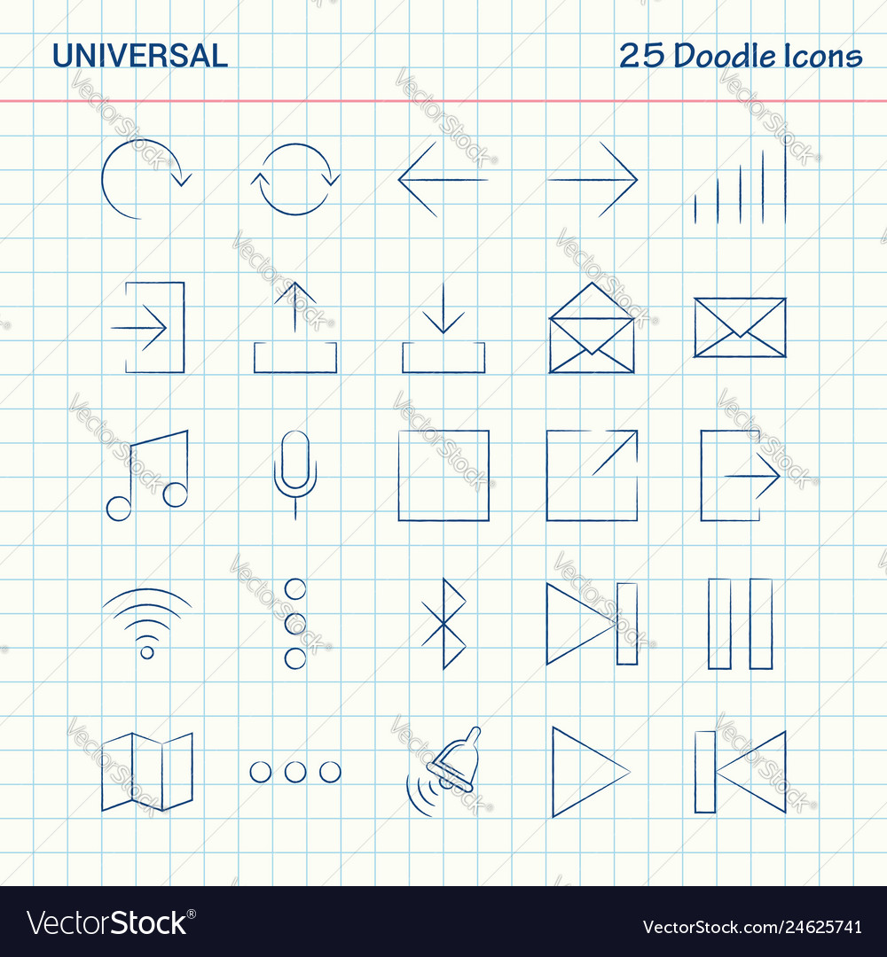 Universal 25 doodle icons hand drawn business