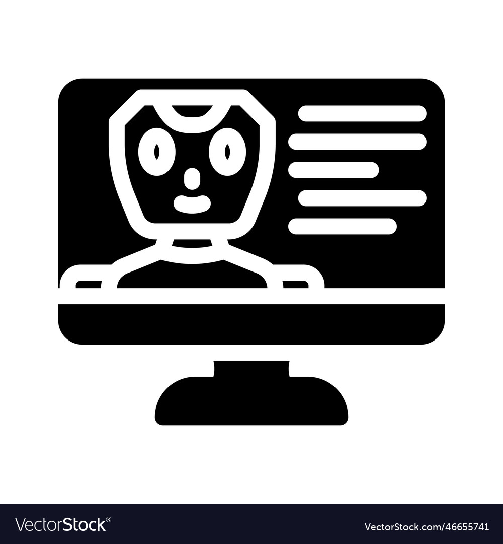 Virtual chat bot glyph icon Royalty Free Vector Image