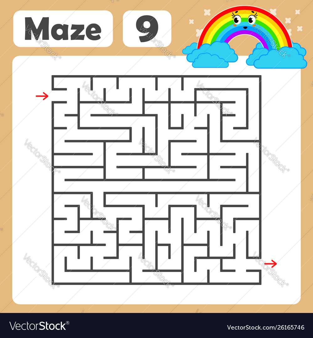 A square labyrinth developmental game vector image A square labyrinth developmental game