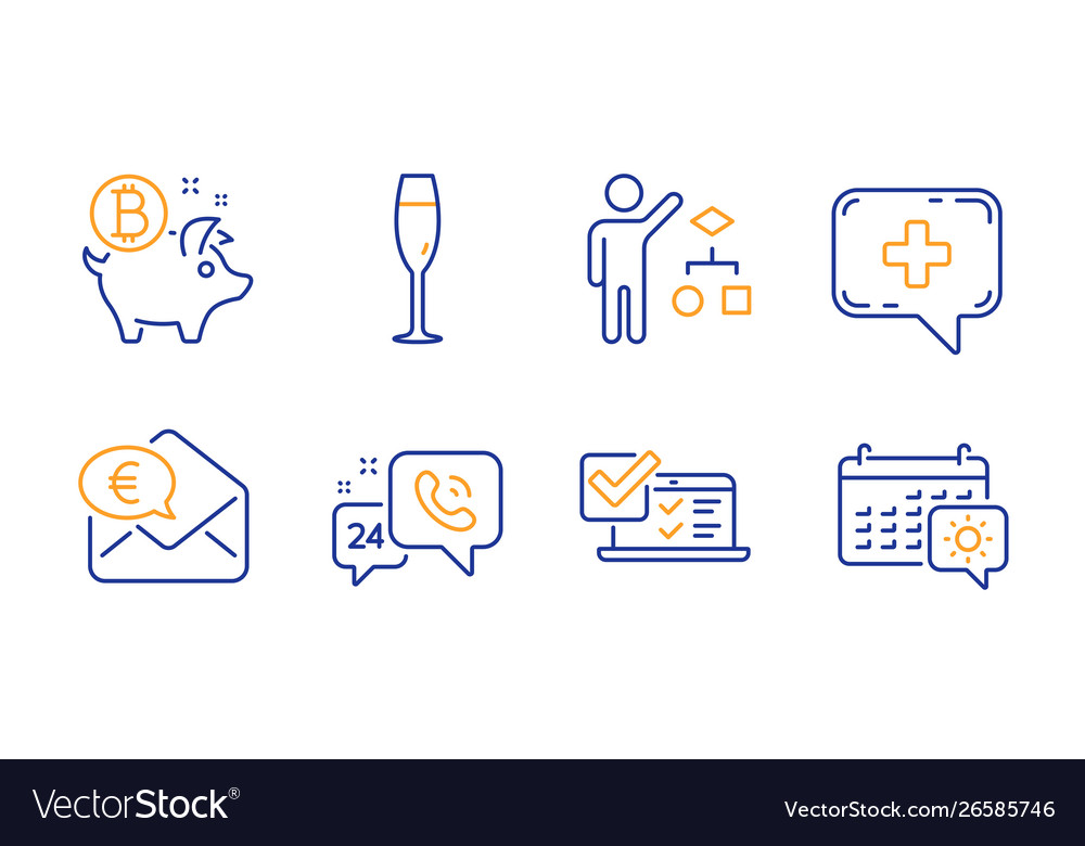 Bitcoin coin algorithm and online survey icons vector image Bitcoin coin algorithm and online survey icons
