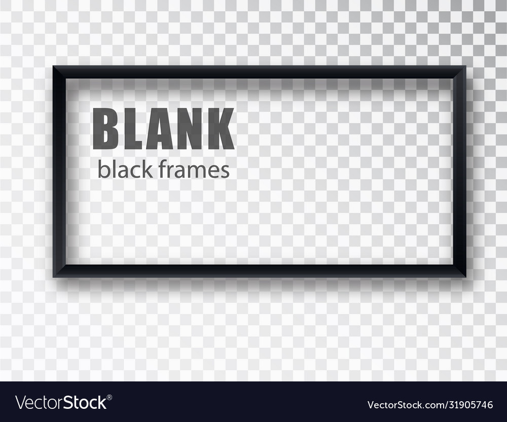 Black rectangular realistic empty picture frame vector image Black rectangular realistic empty picture frame