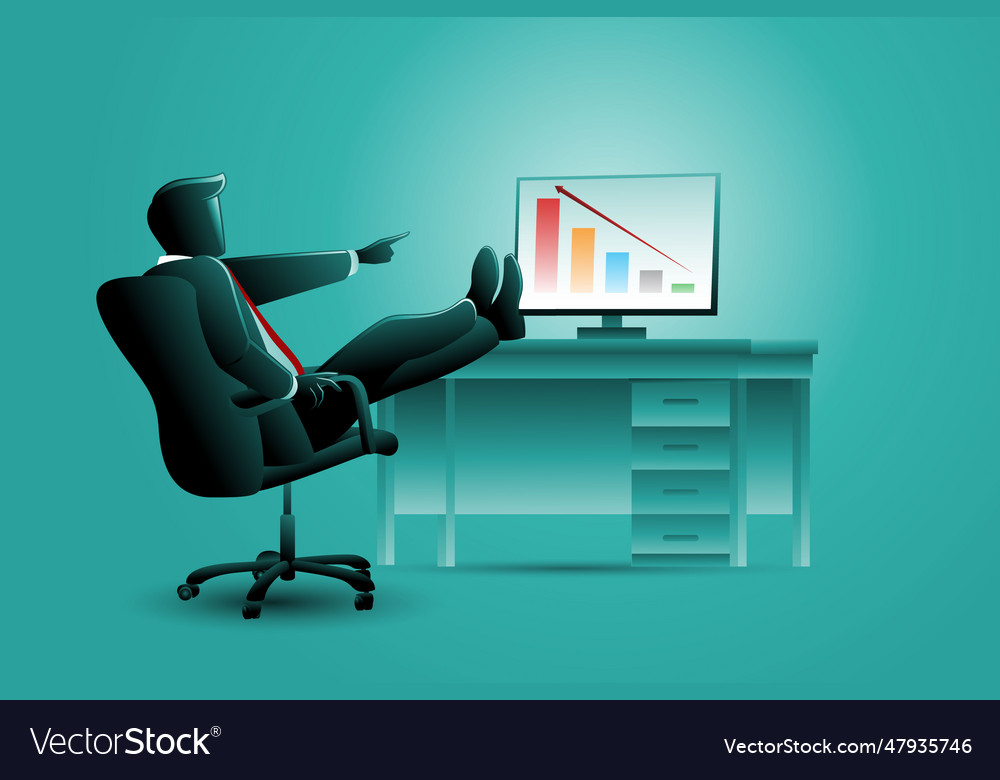 Businessman put his feet on table while pointing Vector Image