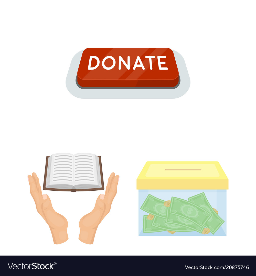 Charity and donation cartoon icons in set