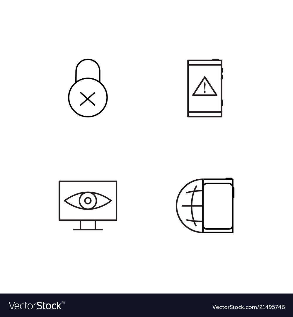 Cyber security linear icons set simple outline