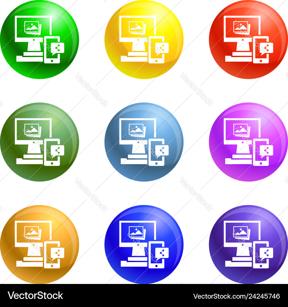 Digital computer device icons set Royalty Free Vector Image