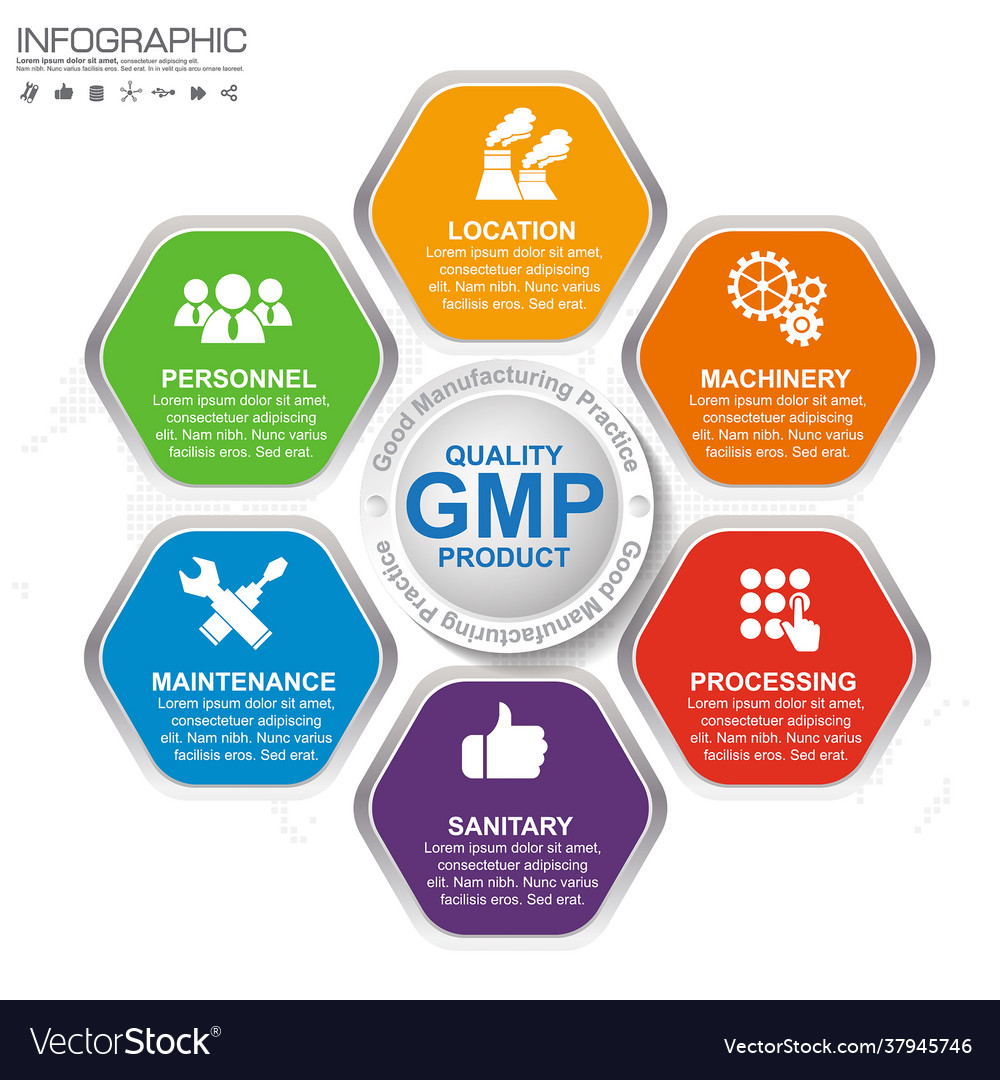 gmp-good-manufacturing-practice-6-heading-vector-image