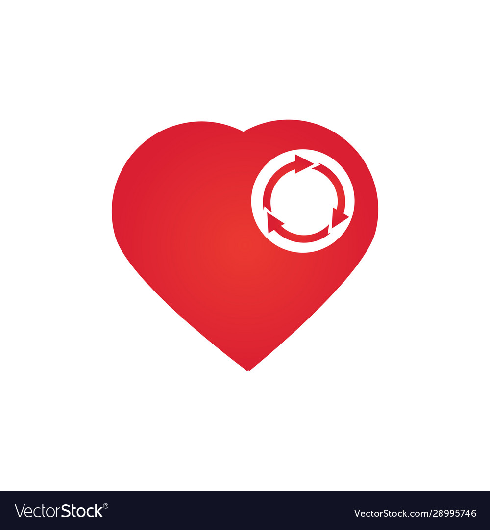 Heart with three arrows in circle recycle vector image Heart with three arrows in circle recycle
