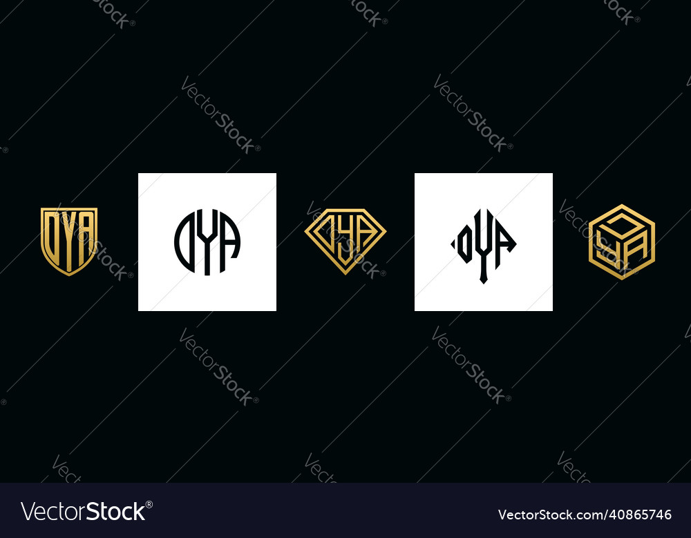 Initial letters dya logo designs bundle Royalty Free Vector