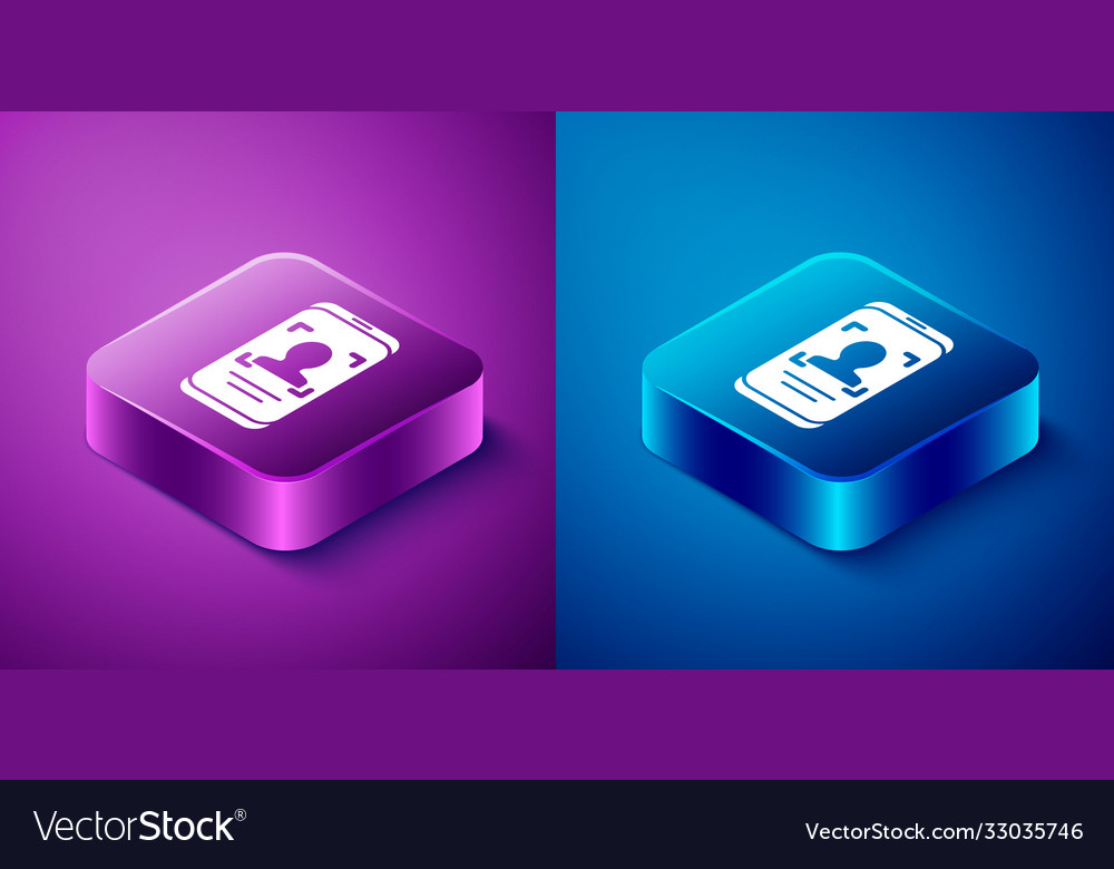 Isometric mobile phone and face recognition icon Vector Image