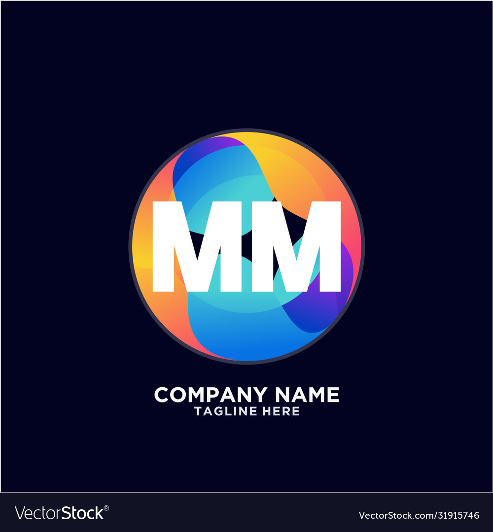 Mm initial logo with colorful circle template