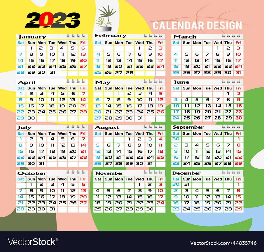 Wall calendar 2023 creative monthly design Vector Image