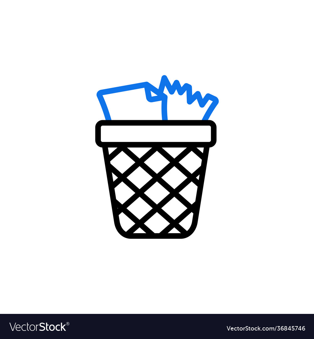 Wastebasket icon isolated on white Royalty Free Vector Image