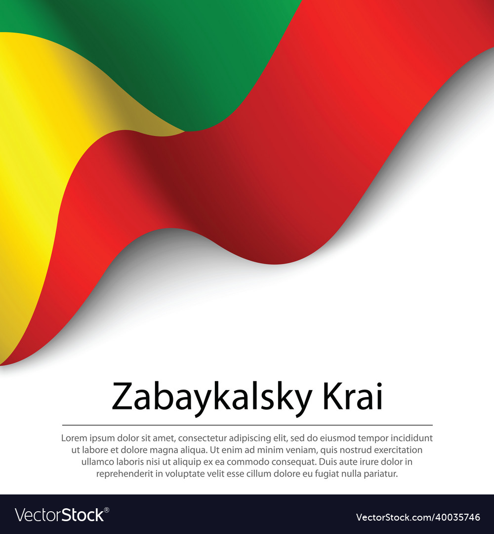 Waving flag of zabaykalsky krai is a region Vector Image