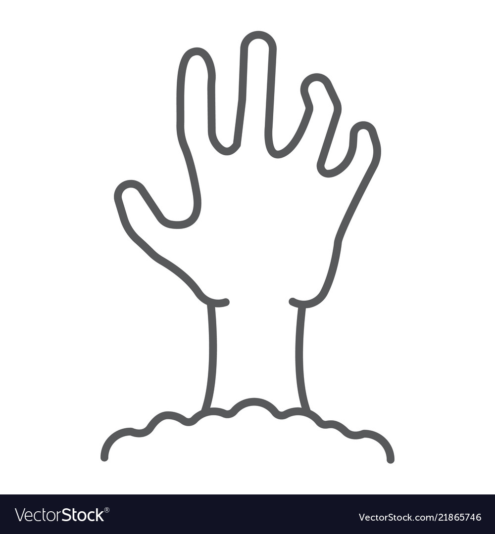 Zombie hand thin line icon undead vector image Zombie hand thin line icon undead