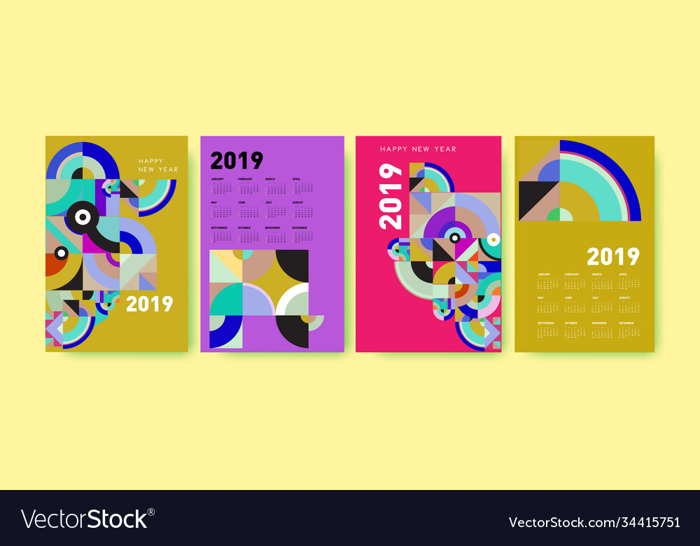 2021 calendar design template with colorful