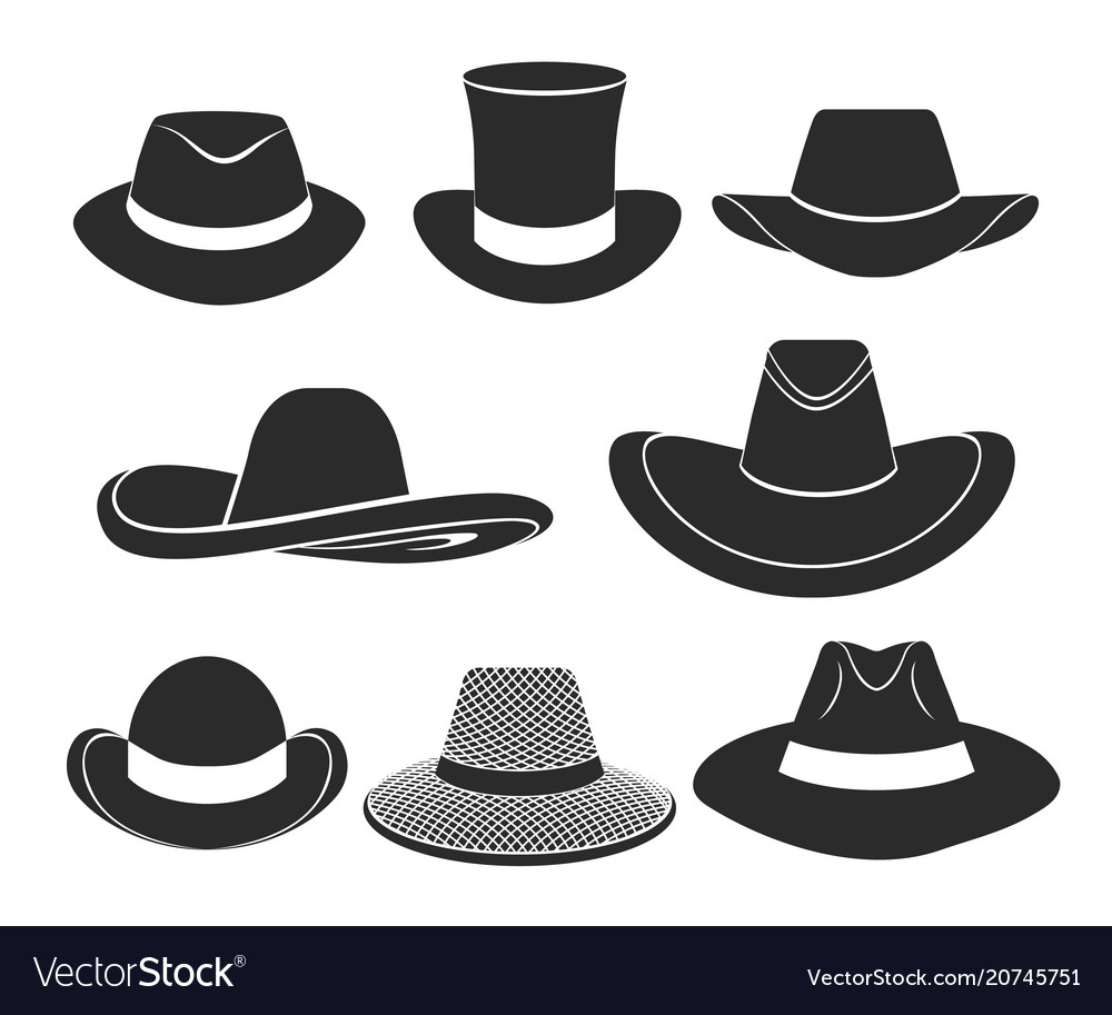 Black hats icons set Royalty Free Vector Image