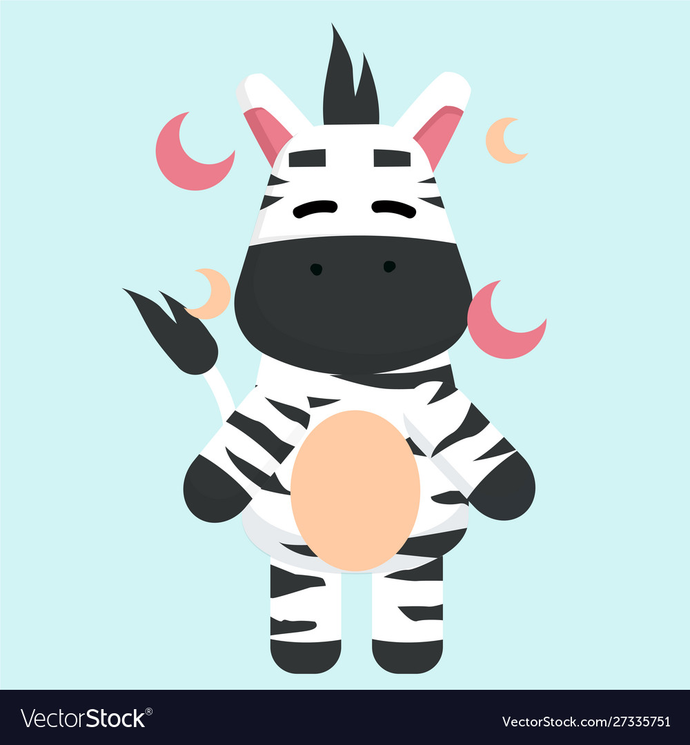 Cute zebra child character with a calm expression