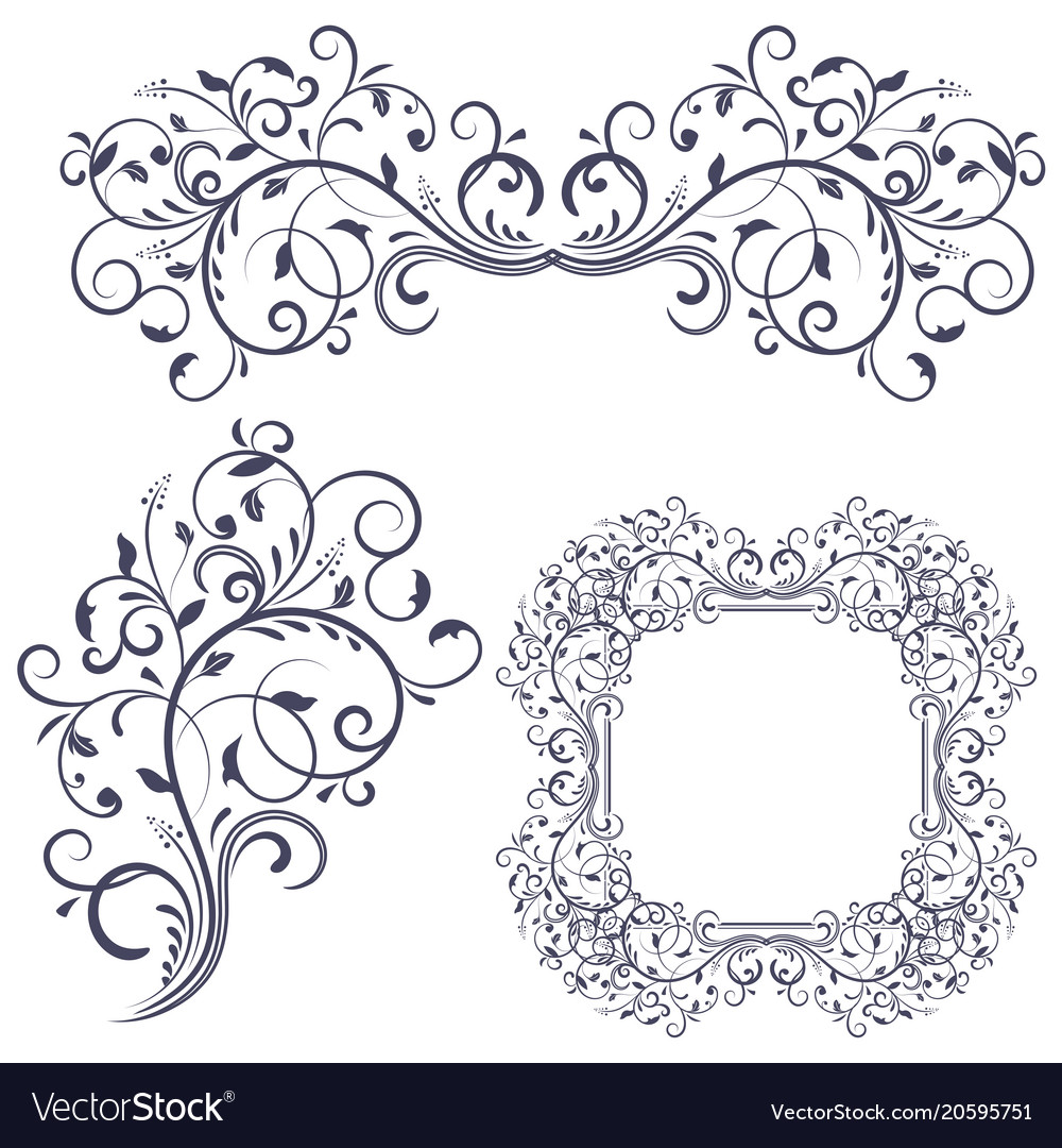 floral decorative frame and ornaments wedding vector image vectorstock