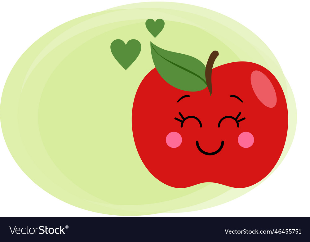 Funny apple with empty label green background