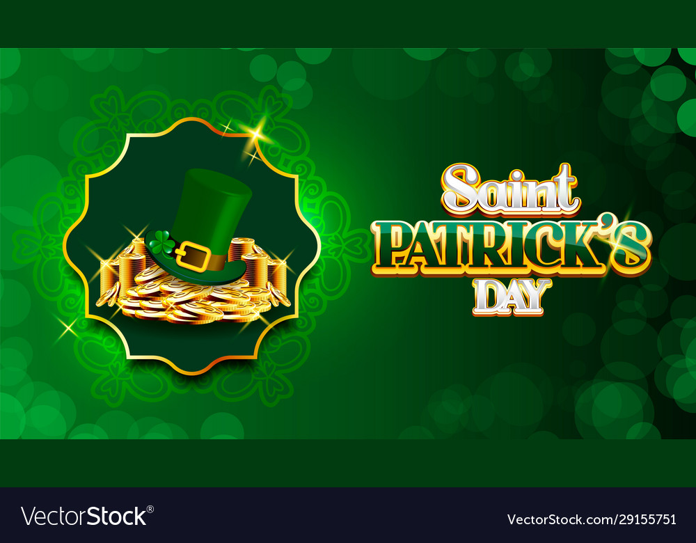 Happy st patricks day concept with stack gold vector image Happy st patricks day concept with stack gold