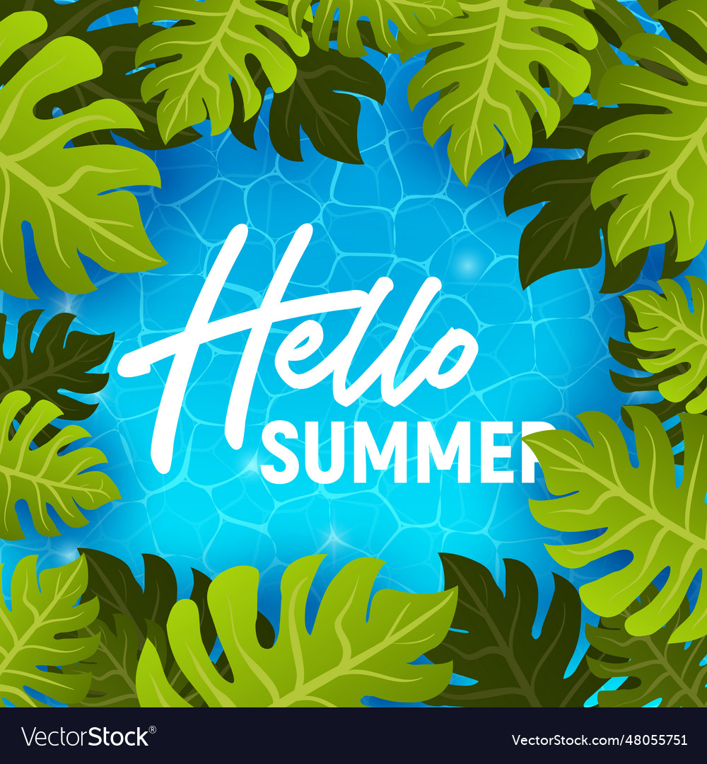 Hello summer web banner background sea or pool