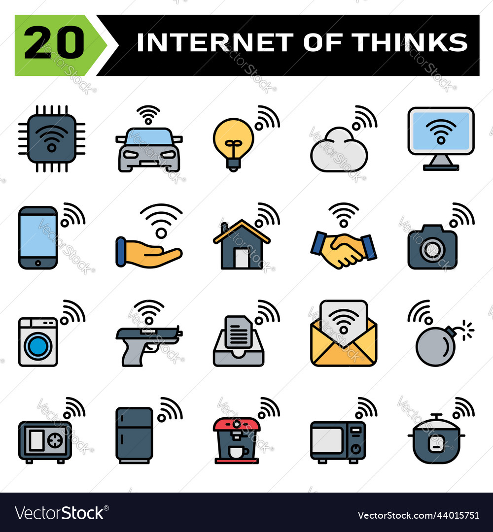 Internet of things icon set include chip