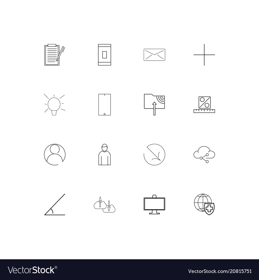 Internet technologies linear thin icons set