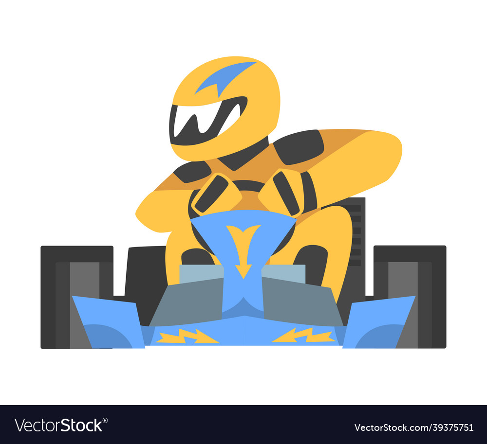 Kart racing or karting with man racer in open Vector Image