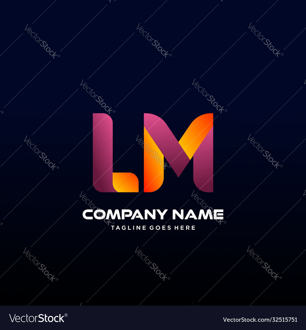 Letter lm initial logo with colorful Royalty Free Vector