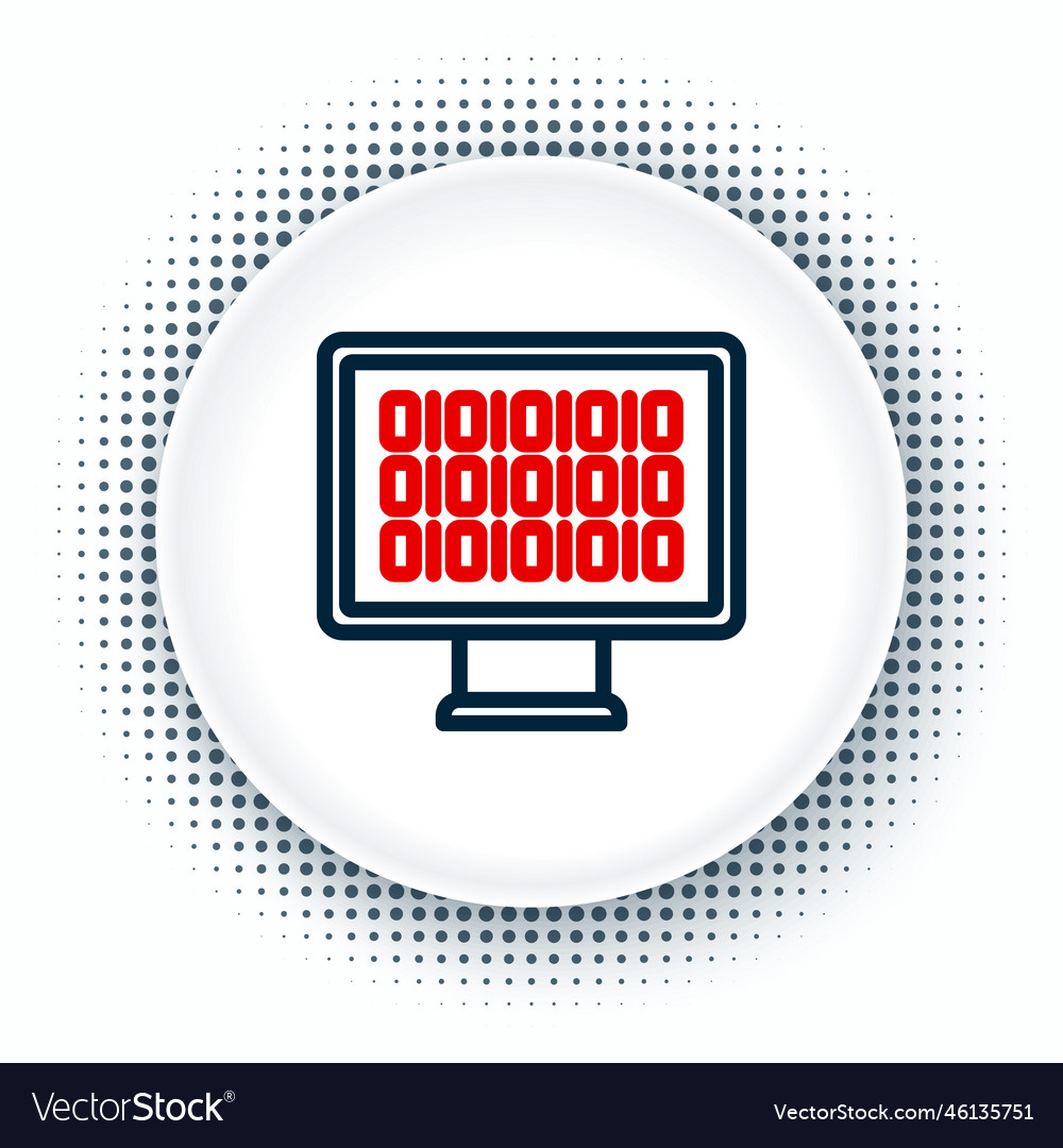 Line binary code icon isolated on white background