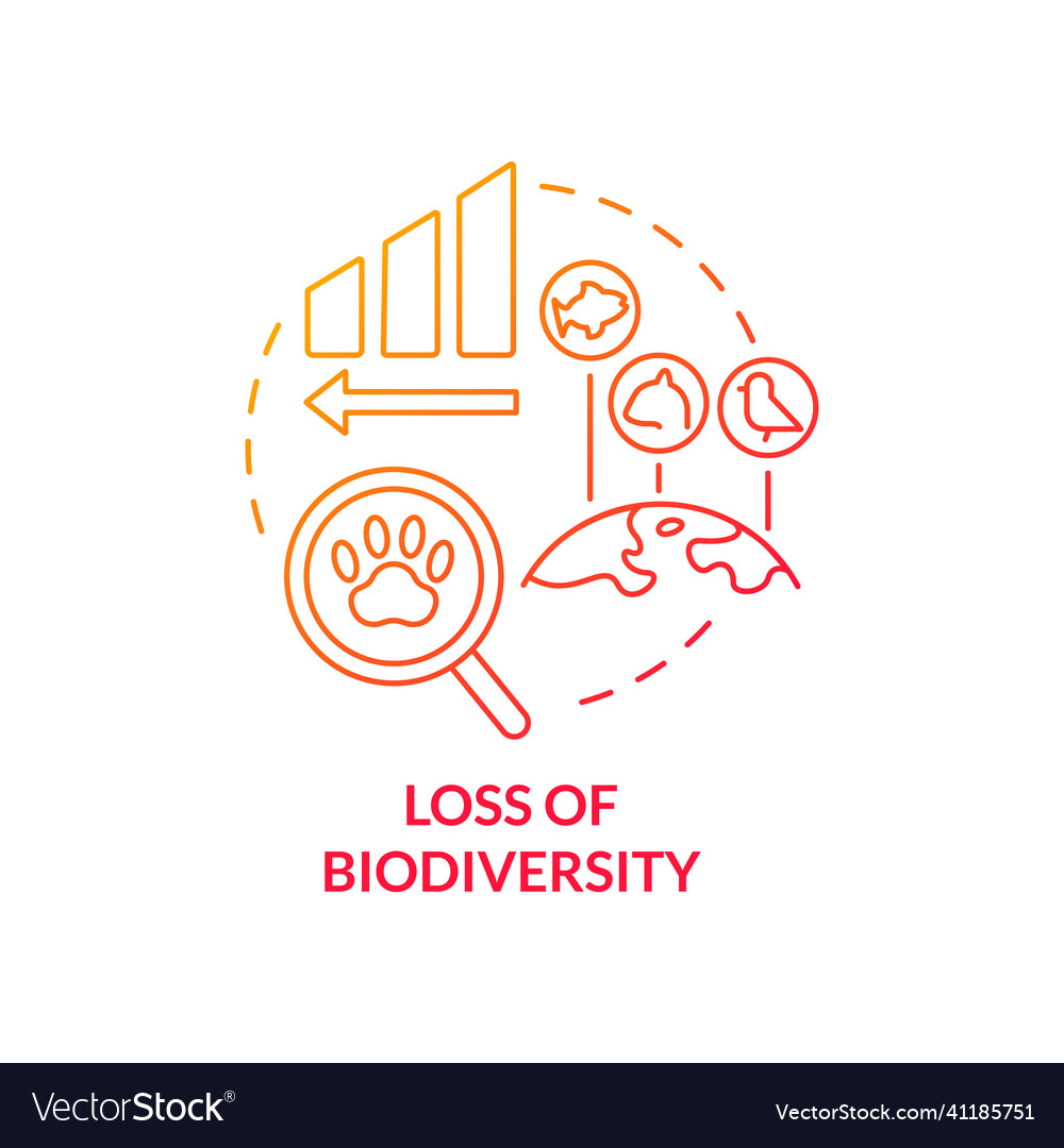 Loss of biodiversity red gradient concept icon