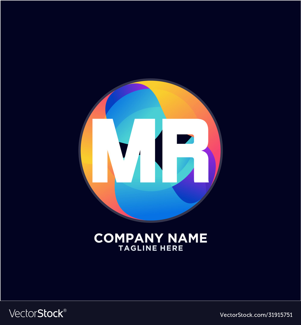 Mr initial logo with colorful circle template Vector Image