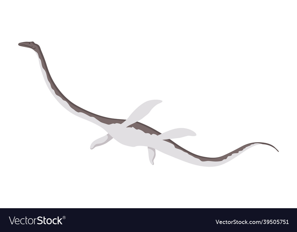 Plesiosaurus dinosaur flat icon colored isolated