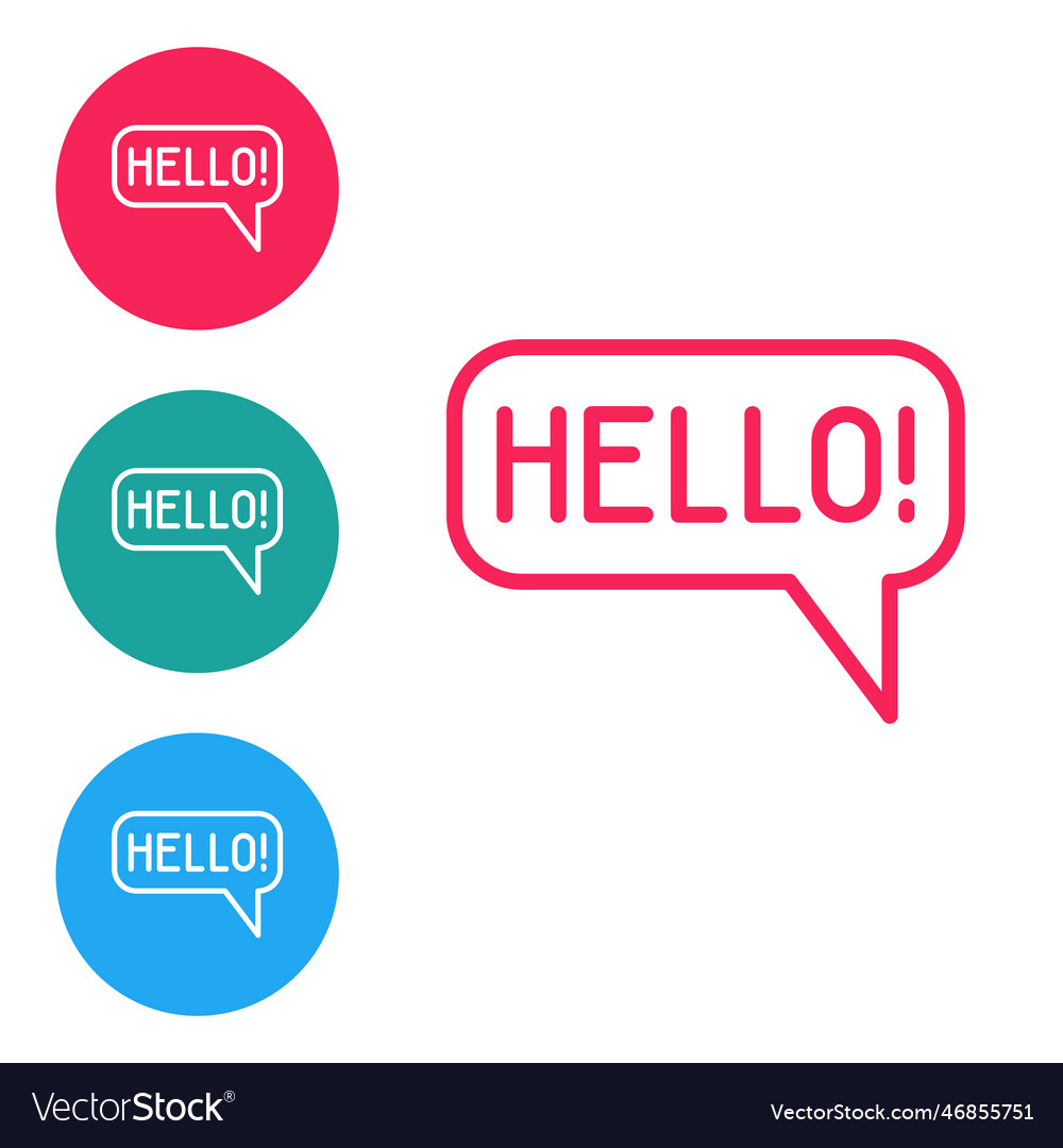 Red line hello in different languages icon vector image Red line hello in different languages icon