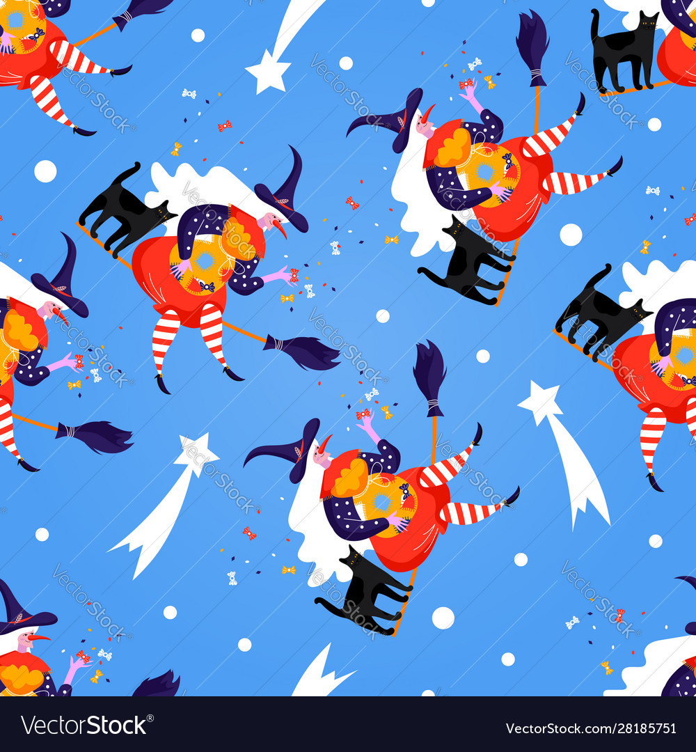 Seamless pattern with icons befana background