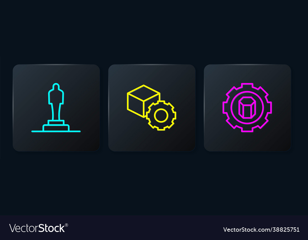 Set line 3d printer model setting and isometric vector image Set line 3d printer model setting and isometric