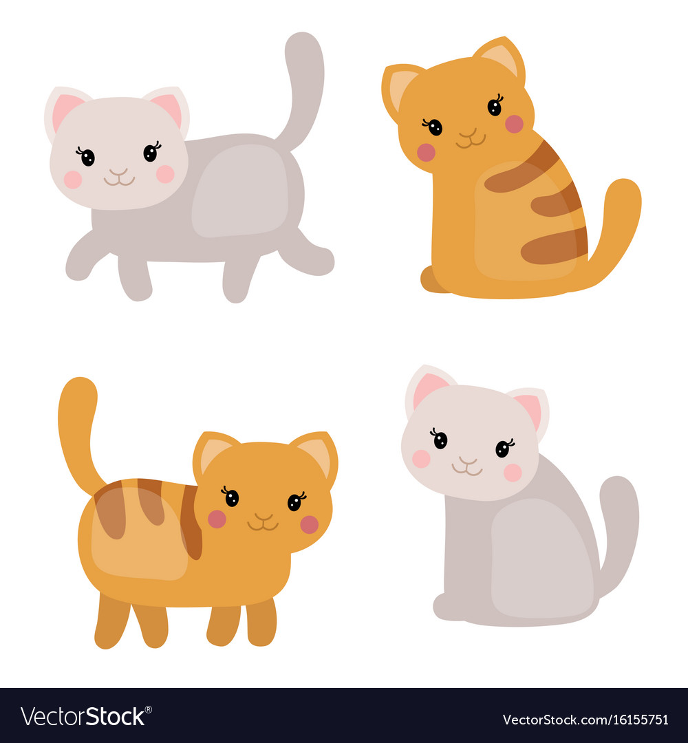 Set of cute cats Royalty Free Vector Image - VectorStock