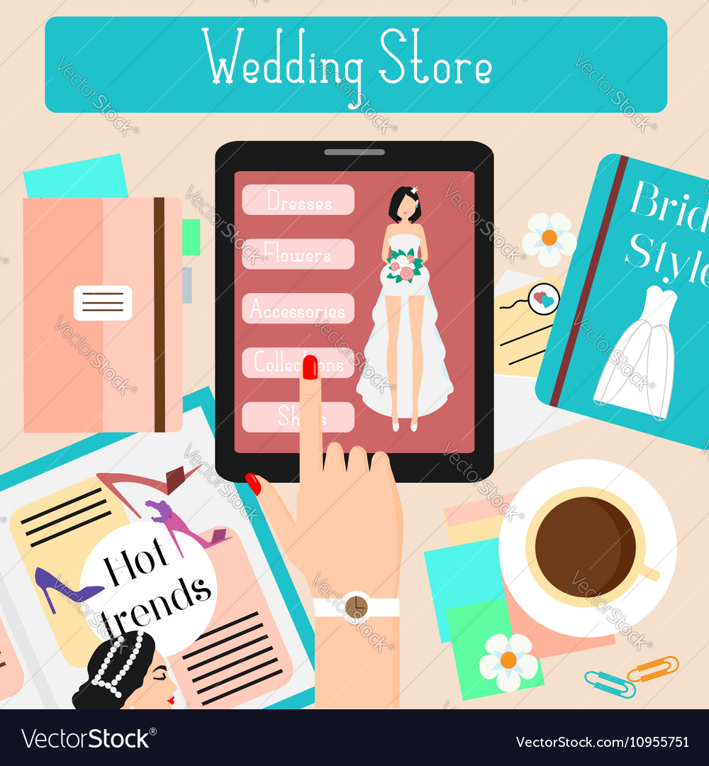 Wedding Store Concept Flat Royalty Free Vector Image