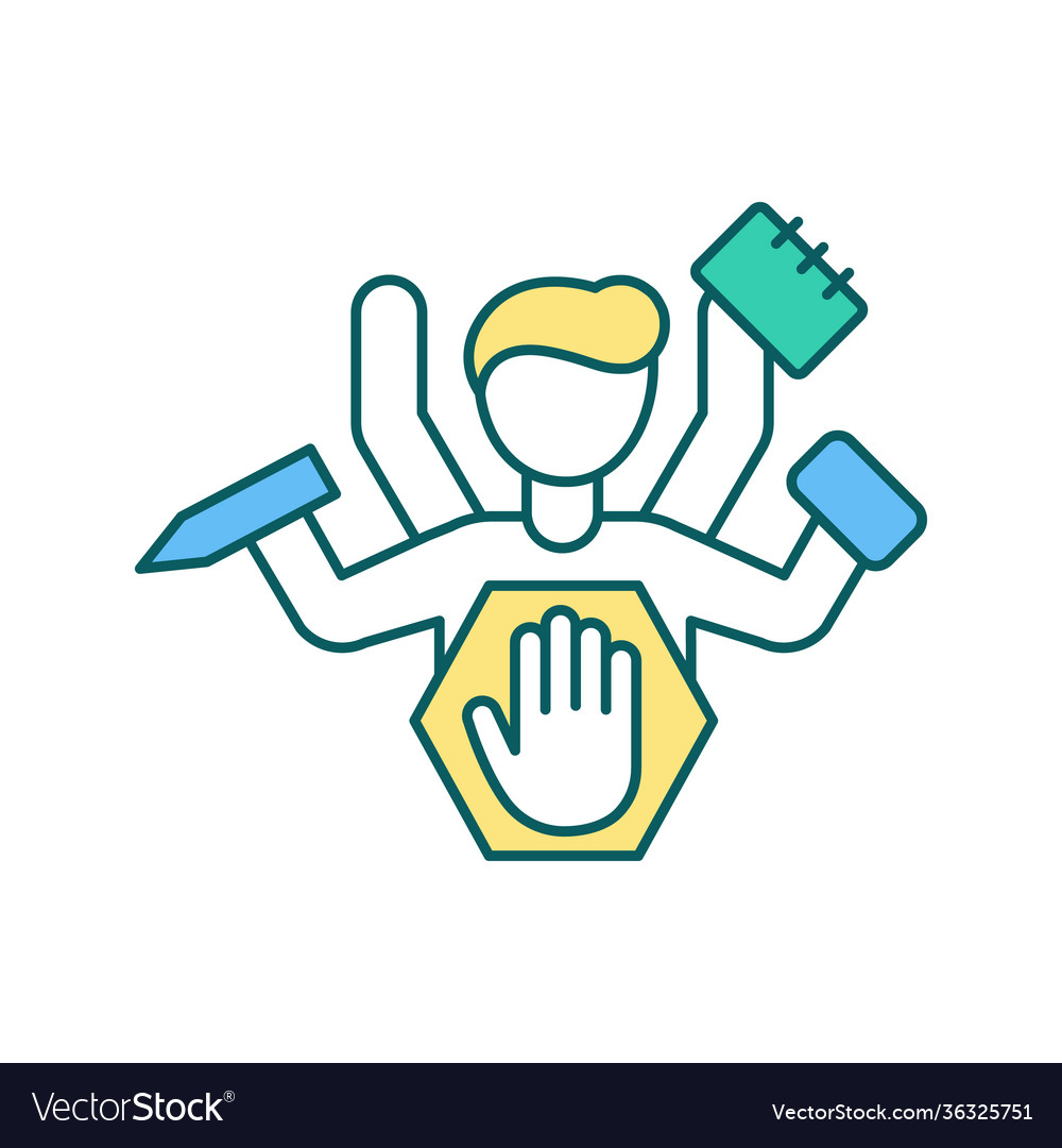 Work overload reduction rgb color icon vector image Work overload reduction rgb color icon