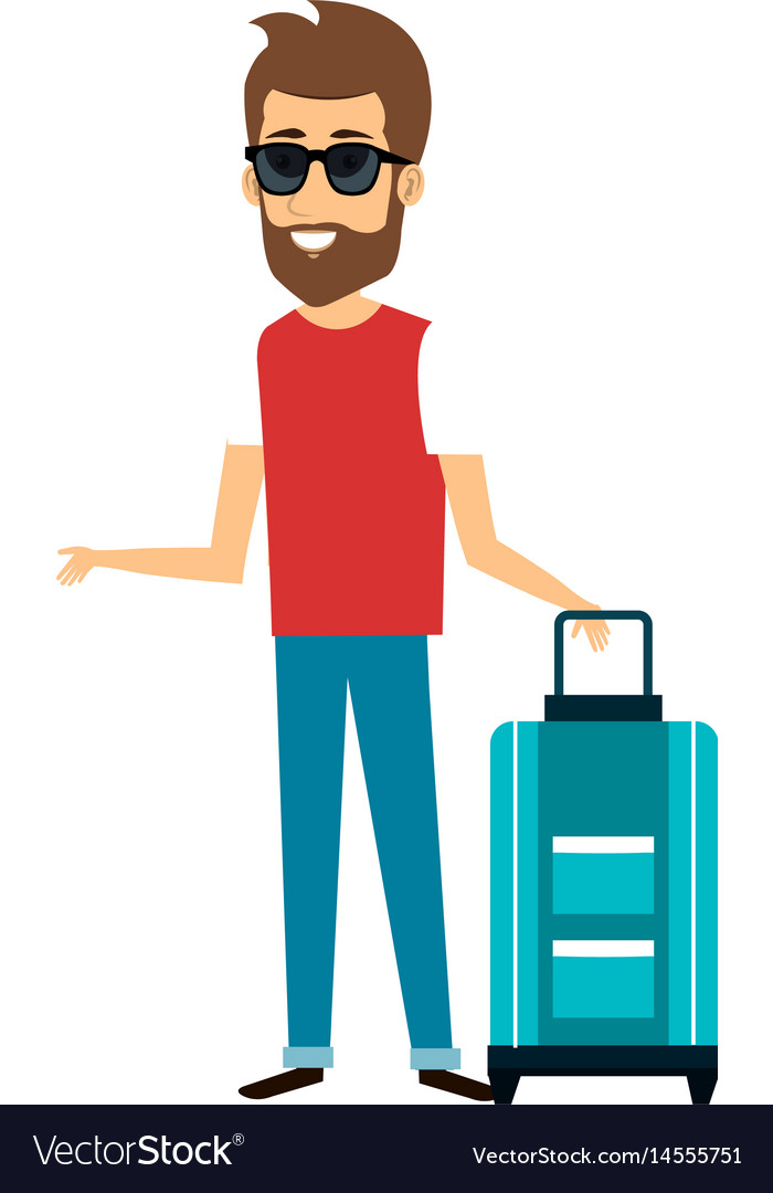 Young man with suitcase avatar character Vector Image