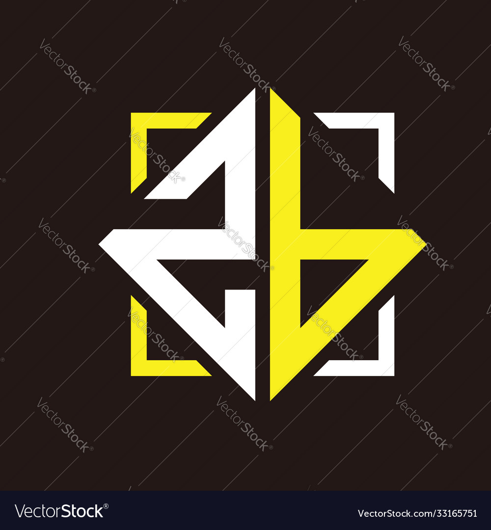 Z b initials quadrangle monogram with square Vector Image Z b initials quadrangle monogram with square